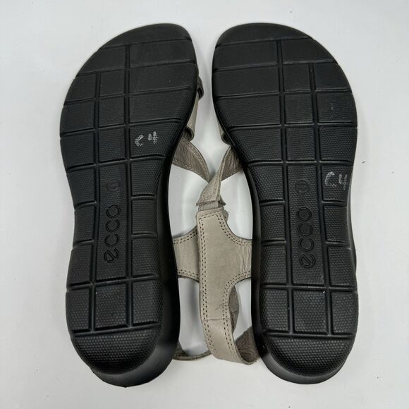 Ecco Felicia Wedge Slingback Strappy Sandals Tan Gray Leather Womens Sz 41 10.5 - Picture 5 of 6